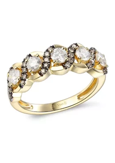 3/4 ct. t.w. Nude Diamonds™, 1/5 ct. t.w. Chocolate Diamonds® Band Ring in 14K Honey Gold™