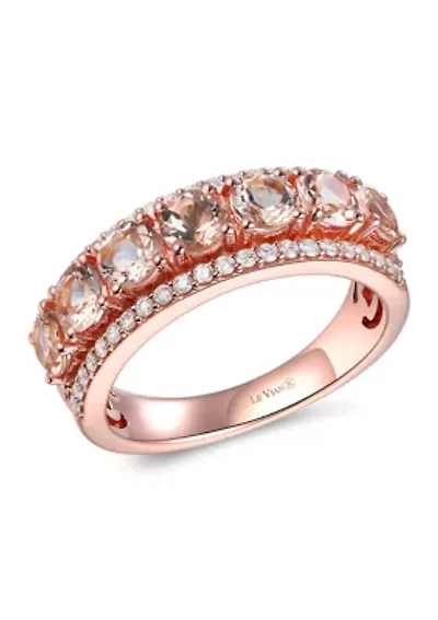 Ring featuring 1 3/8 cts. Peach Morganite™, 3/8 cts. Vanilla Diamonds® set in 14K Strawberry Gold®