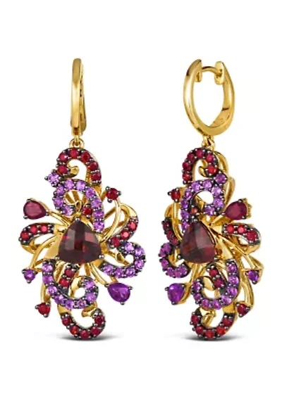 Earrings featuring 4.5 ct. t.w. Pomegranate Garnet™, 1.25 ct. t.w. Grape Amethyst™, set in 14K Honey Gold™