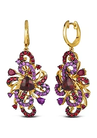 Earrings featuring 4.5 ct. t.w. Pomegranate Garnet™, 1.25 ct. t.w. Grape Amethyst™,  set in 14K Honey Gold™