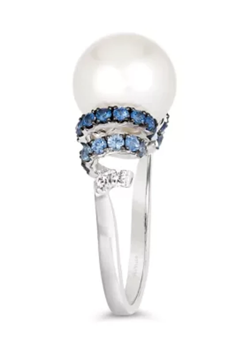 5/8 ct. t.w. Sapphire and Freshwater Pearl Ring in 14K Vanilla Gold® 