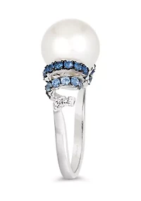 5/8 ct. t.w. Sapphire and Freshwater Pearl Ring in 14K Vanilla Gold® 