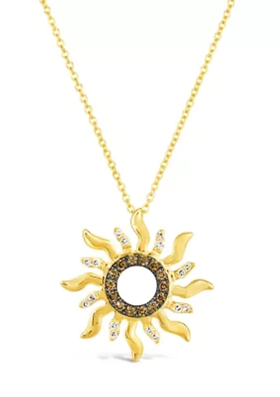 1/6 ct. t.w. Chocolate Diamonds®, 1/10 ct. t.w. Nude Diamonds™ Sun Necklace in 14K Honey Gold™