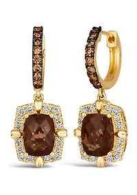 2.5 ct. t.w. Chocolate Quartz®, 1/4 ct. t.w. Chocolate Diamonds®, 3/8 ct. t.w. Nude Diamonds™ Earrings in 14K Honey Gold™