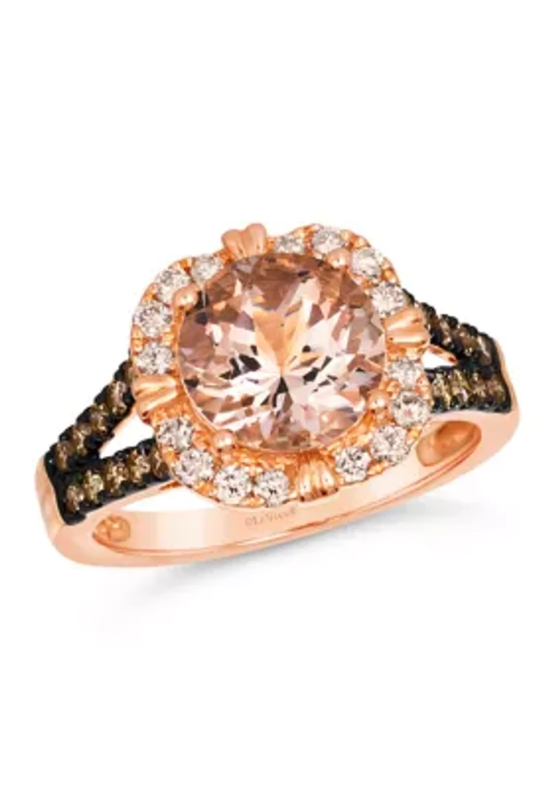 2 ct. t.w. Peach Morganite™, 1/3 ct. t.w. Chocolate Diamonds®, 1/4 ct. t.w. Nude Diamonds™ Ring