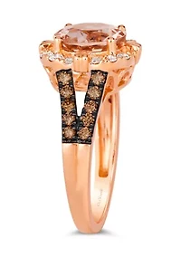 2 ct. t.w. Peach Morganite™, 1/3 ct. t.w. Chocolate Diamonds®, 1/4 ct. t.w. Nude Diamonds™ Ring