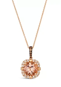 Pendant featuring 2 ct. t.w. Peach Morganite™, 1/20 ct. t.w. Chocolate Diamonds®, 1/4 ct. t.w. Nude Diamonds™ set in 14K Strawberry Gold®