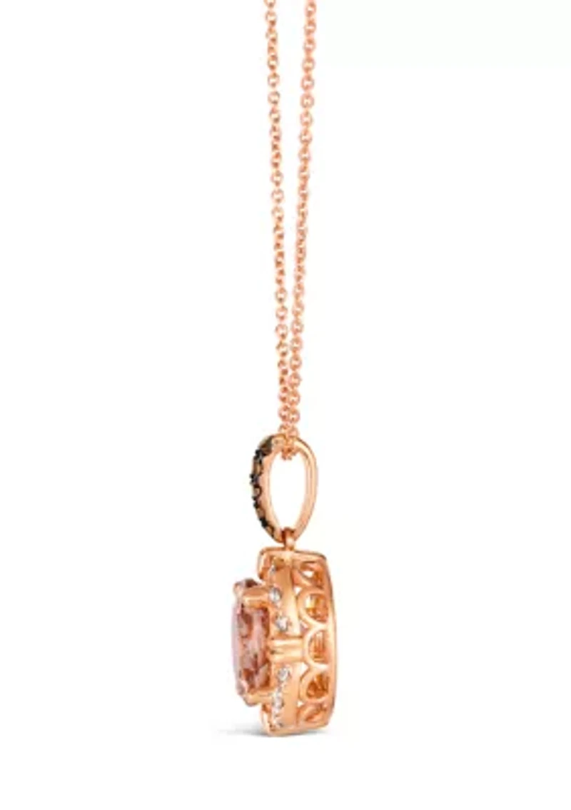 Pendant featuring 2 ct. t.w. Peach Morganite™, 1/20 ct. t.w. Chocolate Diamonds®, 1/4 ct. t.w. Nude Diamonds™ set in 14K Strawberry Gold®
