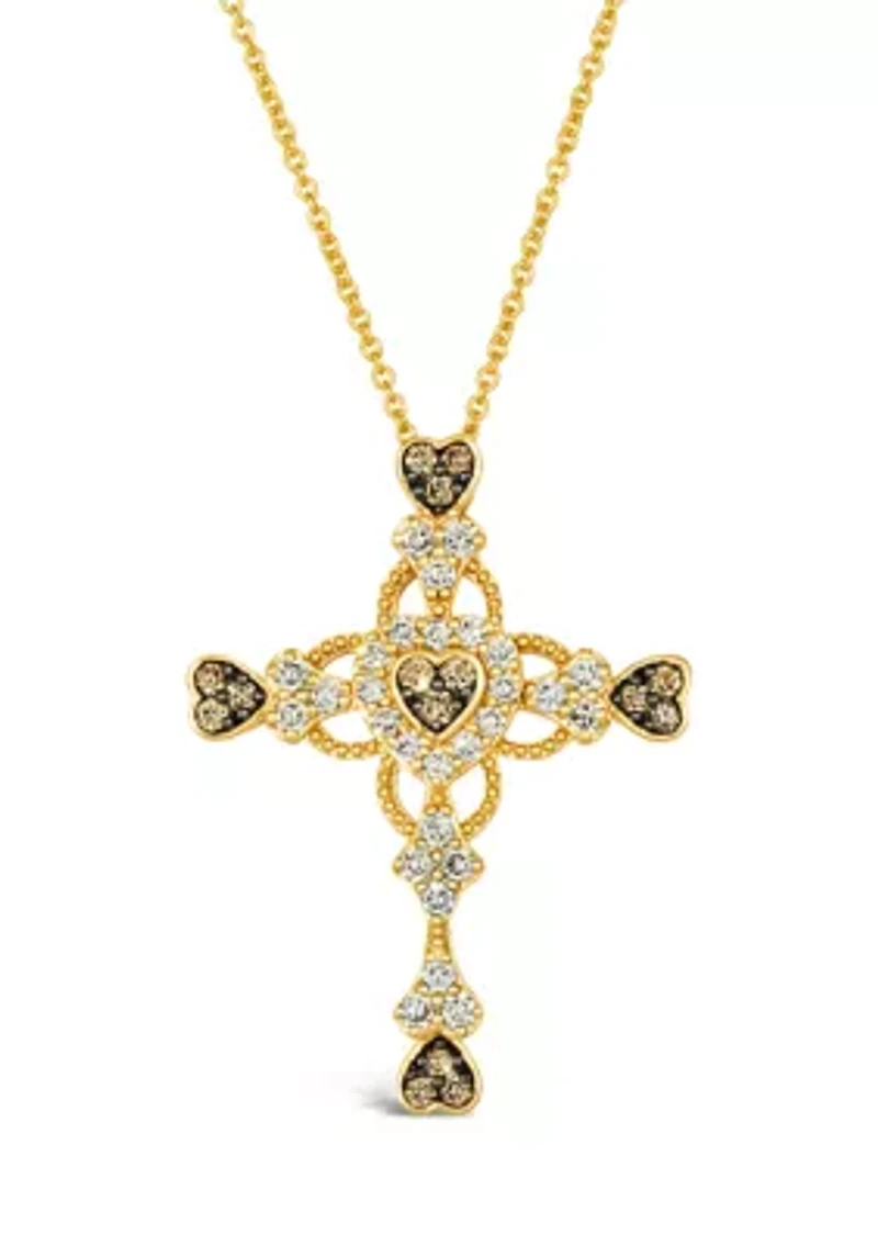 1/2 ct. t.w. Diamond Cross Pendant Necklace in 14K Yellow Gold 