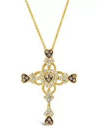 1/2 ct. t.w. Diamond Cross Pendant Necklace in 14K Yellow Gold 