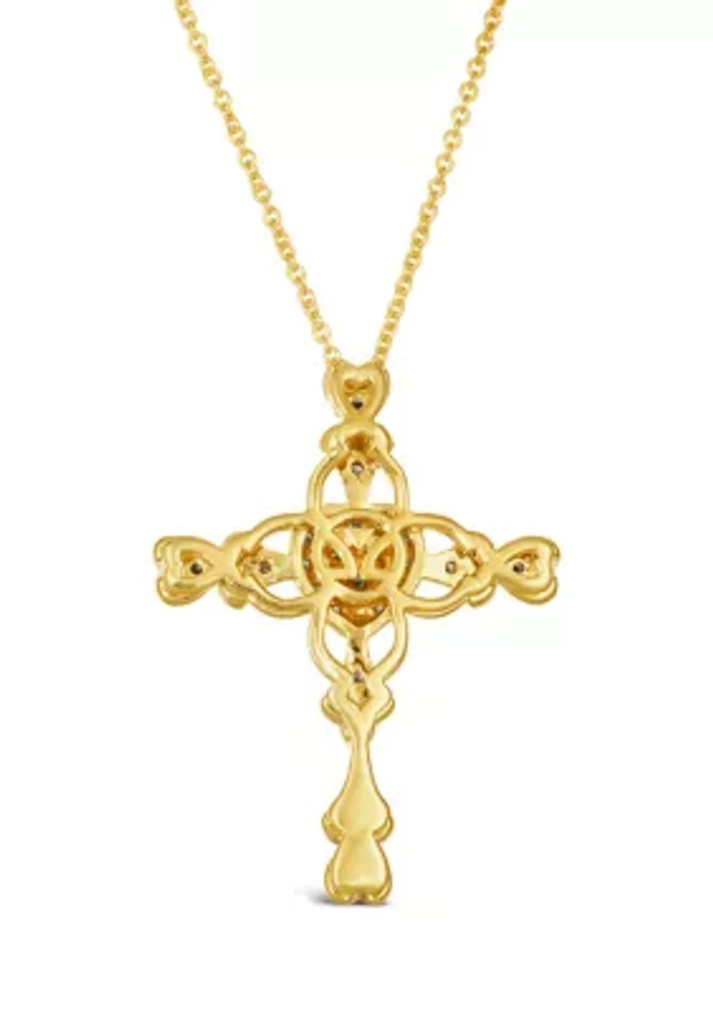 1/2 ct. t.w. Diamond Cross Pendant Necklace in 14K Yellow Gold 