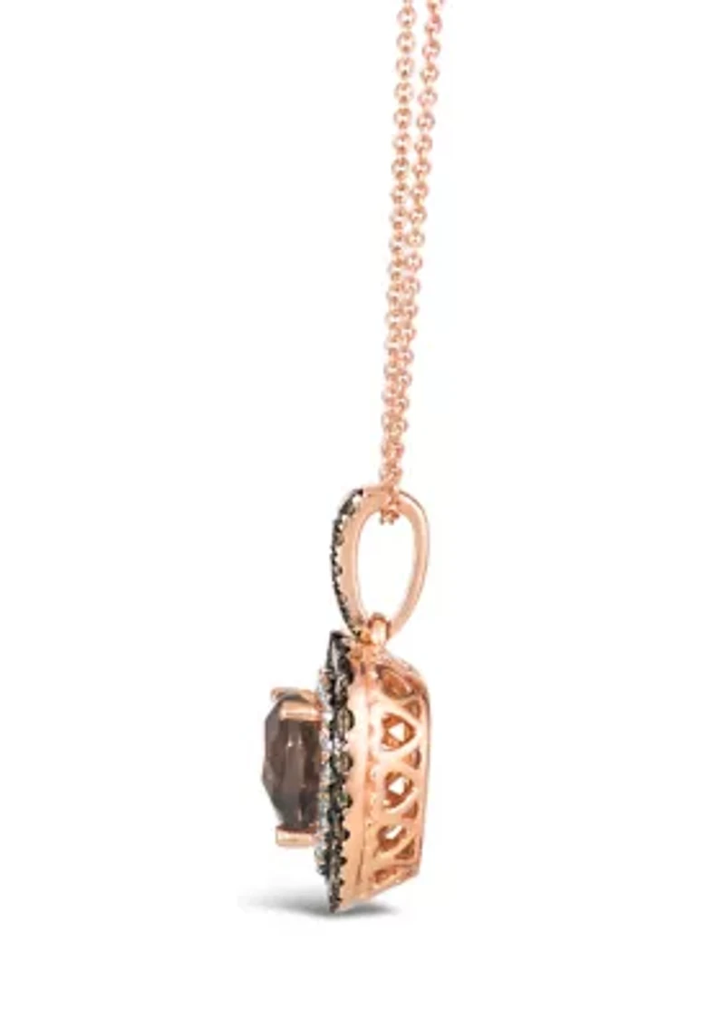 1 ct. t.w. Diamond and 1 ct. t.w. Smoky Quartz Heart Pendant Necklace in 14K Strawberry Gold®