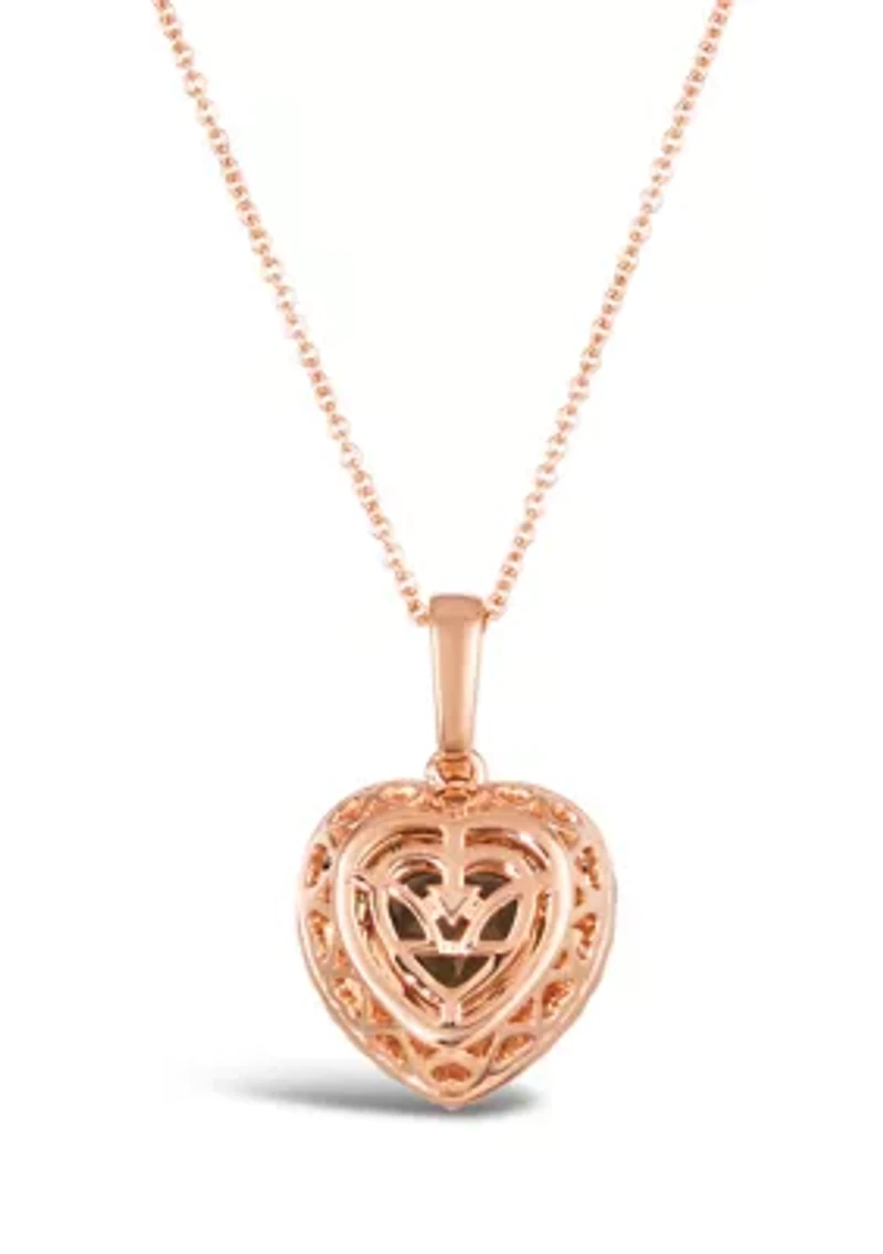 1 ct. t.w. Diamond and 1 ct. t.w. Smoky Quartz Heart Pendant Necklace in 14K Strawberry Gold®