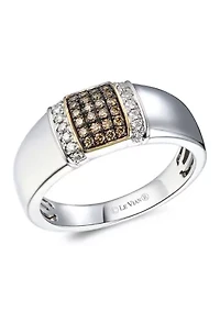 Men's 1/5 ct. t.w. Chocolate Diamonds®, 1/8 ct. t.w. Nude Diamonds™ Ring in Sterling Silver and 14K Gold™