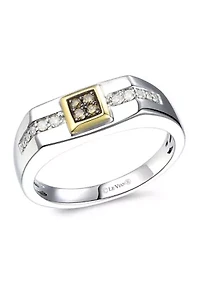 Men's 1/8 ct. t.w. Nude Diamonds™, 1/10 ct. t.w. Chocolate Diamonds® Ring in Sterling Silver and 14K Gold™