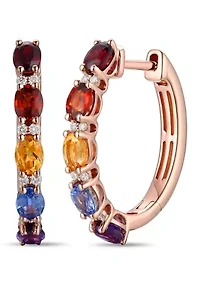 Earrings featuring 1/2 ct. t.w. Raspberry Rhodolite®, 3/8 ct. t.w. Spessartite, 1/3 ct. t.w. Blueberry Sapphire™, 1/4 ct. t.w. Grape Amethyst™, 1/4 ct. t.w. Cinnamon Citrine®, 1/10 ct. t.w. Vanilla Diamonds® set in 14K Strawberry Gold®