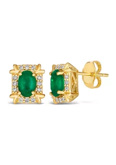 Earrings featuring7/8 ct. t.w. Emerald, 1/6 ct. t.w. Nude Diamonds™ Earrings in 14K Honey Gold™