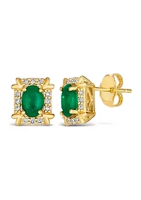 Earrings featuring7/8 ct. t.w. Emerald, 1/6 ct. t.w. Nude Diamonds™ Earrings in 14K Honey Gold™