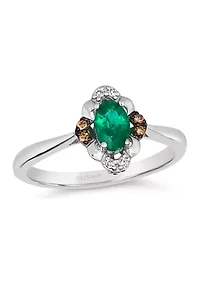  Ring featuring 3/8 ct. t.w. Emerald, 1/20 ct. t.w. Chocolate Diamonds®, Nude Diamonds™ in 14K Vanilla Gold®