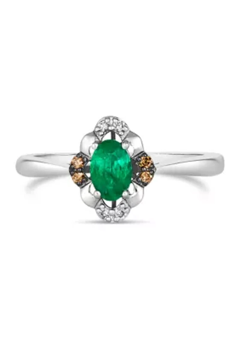  Ring featuring 3/8 ct. t.w. Emerald, 1/20 ct. t.w. Chocolate Diamonds®, Nude Diamonds™ in 14K Vanilla Gold®