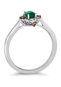  Ring featuring 3/8 ct. t.w. Emerald, 1/20 ct. t.w. Chocolate Diamonds®, Nude Diamonds™ in 14K Vanilla Gold®