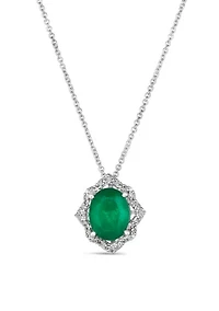  Pendant featuring 1.58 ct. t.w. Emerald, Chocolate Diamonds®, 1/8 ct. t.w. Nude Diamonds™ Pendant Necklace in 14K Vanilla Gold®