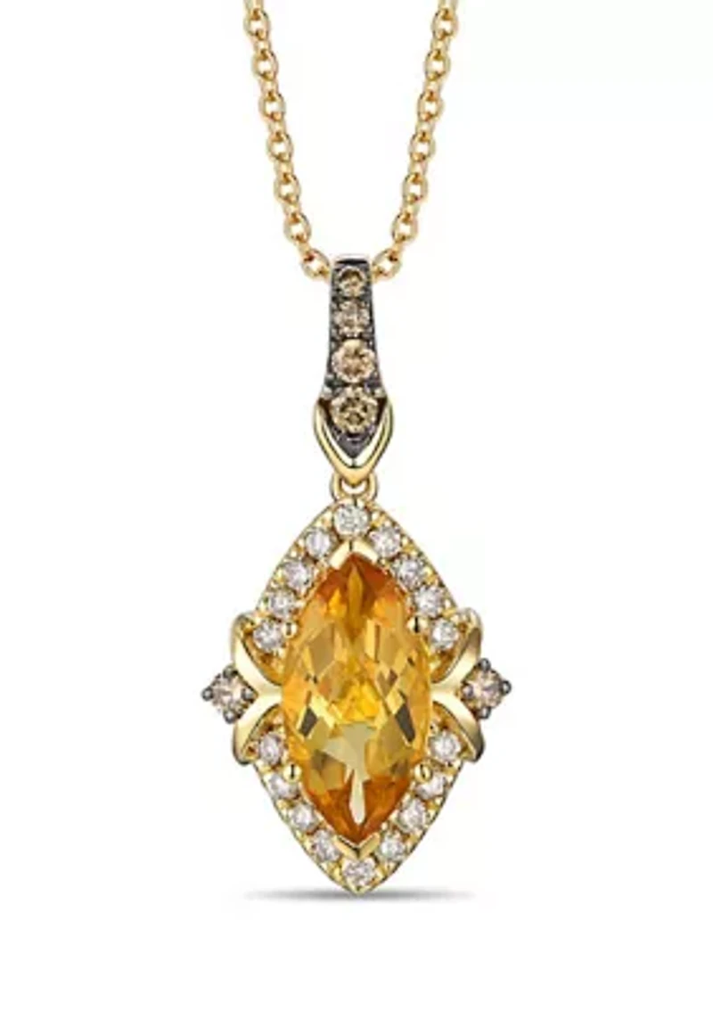 1.62 ct. t.w. Cinnamon Citrine®, 1/8 ct. t.w. Chocolate Diamonds®, 1/5 ct. t.w. Nude Diamonds™ Pendant Necklace in 14K Honey Gold™