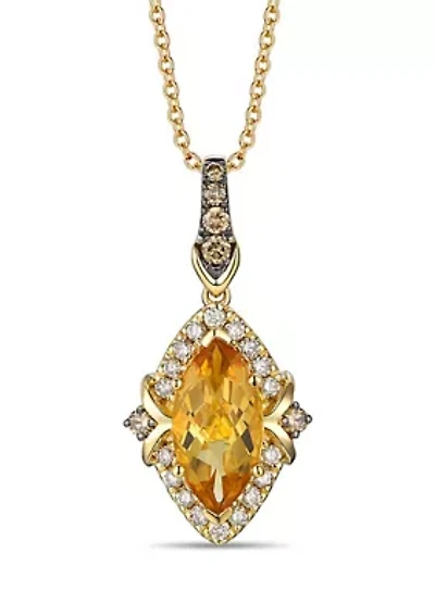 1.62 ct. t.w. Cinnamon Citrine®, 1/8 ct. t.w. Chocolate Diamonds®, 1/5 ct. t.w. Nude Diamonds™ Pendant Necklace in 14K Honey Gold™