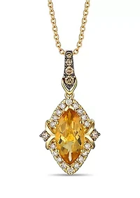 1.62 ct. t.w. Cinnamon Citrine®, 1/8 ct. t.w. Chocolate Diamonds®, 1/5 ct. t.w. Nude Diamonds™ Pendant Necklace in 14K Honey Gold™