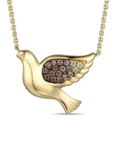 1/6 ct. t.w. Chocolate Ombré Diamonds® Bird Necklace in 14K Honey Gold™
