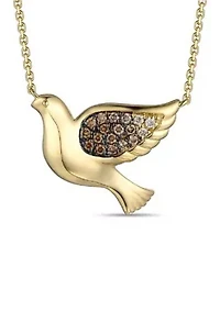 1/6 ct. t.w. Chocolate Ombré Diamonds® Bird Necklace in 14K Honey Gold™