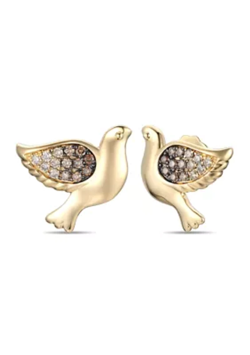 1/4 ct. t.w. Chocolate Ombré Diamonds® Bird Earrings in 14K Honey Gold™