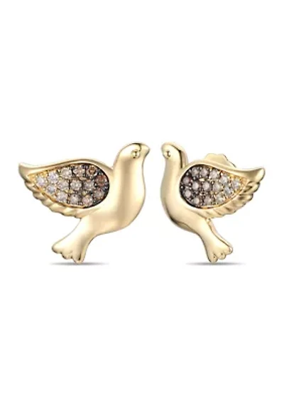 1/4 ct. t.w. Chocolate Ombré Diamonds® Bird Earrings in 14K Honey Gold™