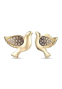 1/4 ct. t.w. Chocolate Ombré Diamonds® Bird Earrings in 14K Honey Gold™