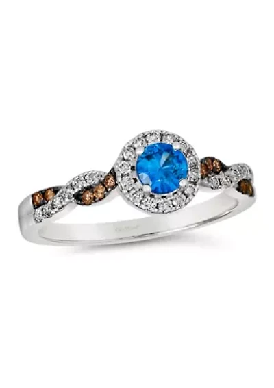 Ring featuring 1/3 ct. t.w. Cornflower Sapphire™, 1/5 ct. t.w. Nude Diamonds™, 1/15 ct. t.w. Chocolate Diamonds® set in 14K Vanilla Gold®