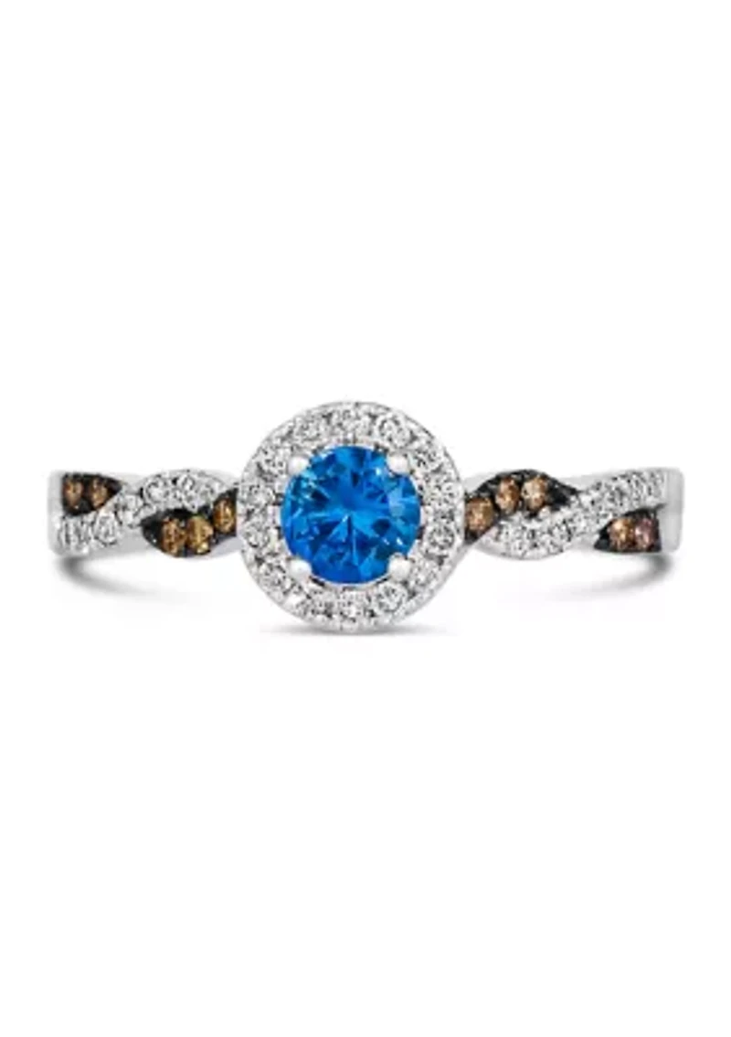 Ring featuring 1/3 ct. t.w. Cornflower Sapphire™, 1/5 ct. t.w. Nude Diamonds™, 1/15 ct. t.w. Chocolate Diamonds® set in 14K Vanilla Gold®