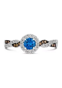 Ring featuring 1/3 ct. t.w. Cornflower Sapphire™, 1/5 ct. t.w. Nude Diamonds™, 1/15 ct. t.w. Chocolate Diamonds® set in 14K Vanilla Gold®