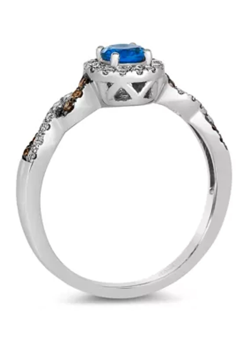 Ring featuring 1/3 ct. t.w. Cornflower Sapphire™, 1/5 ct. t.w. Nude Diamonds™, 1/15 ct. t.w. Chocolate Diamonds® set in 14K Vanilla Gold®