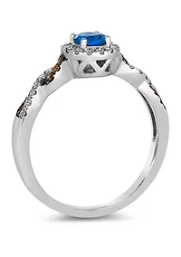 Ring featuring 1/3 ct. t.w. Cornflower Sapphire™, 1/5 ct. t.w. Nude Diamonds™, 1/15 ct. t.w. Chocolate Diamonds® set in 14K Vanilla Gold®