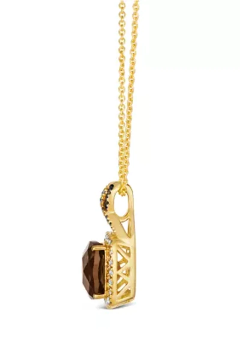 2 ct. t.w. Chocolate Quartz®, 1/5 ct. t.w. Nude Diamonds™, Chocolate Diamonds® Square Pendant Necklace in 14K Honey Gold™