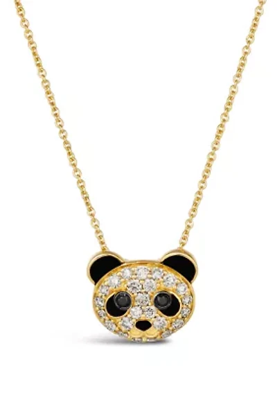 1/3 ct. t.w. Nude Diamonds™, Blackberry Diamonds® Enamel Panda Pendant Necklaceset in 14K Honey Gold™