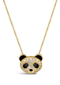 1/3 ct. t.w. Nude Diamonds™, Blackberry Diamonds® Enamel Panda Pendant Necklaceset in 14K Honey Gold™