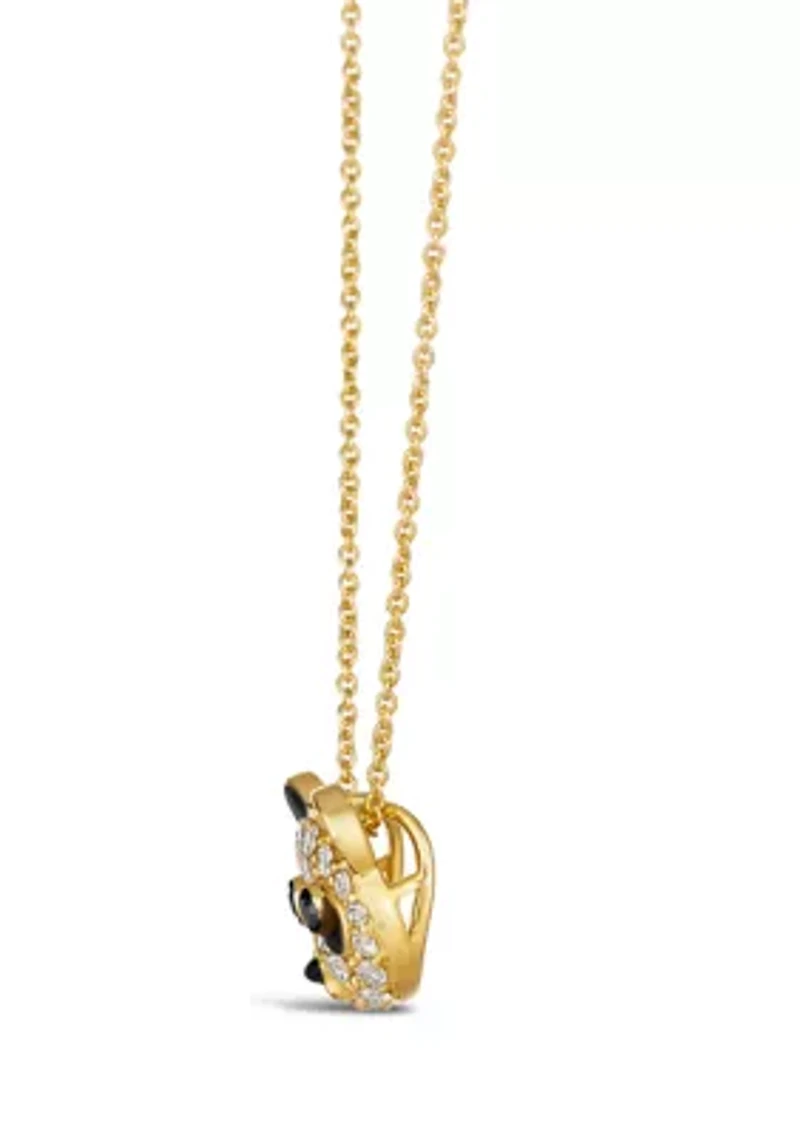 1/3 ct. t.w. Nude Diamonds™, Blackberry Diamonds® Enamel Panda Pendant Necklaceset in 14K Honey Gold™