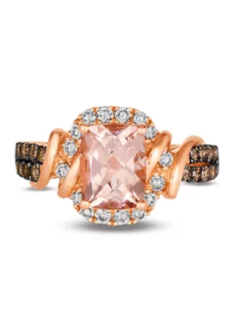 1 1/2 ct. t.w. Peach Morganite™, 1/3 ct. t.w. Nude Diamonds™, 1/3 ct. t.w. Chocolate Diamonds® Ring