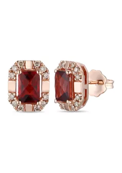 1.16 ct. t.w. Pomegranate Garnet™, 1/6 ct. t.w. Nude Diamonds™ Earrings in 14K Strawberry Gold®