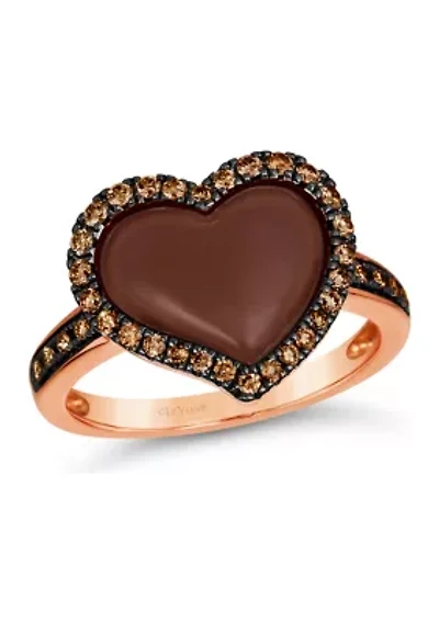 x Godiva 1/3 ct. t.w. Chocolate Diamonds® Enamel Heart Ring set in 14K Strawberry Gold® 