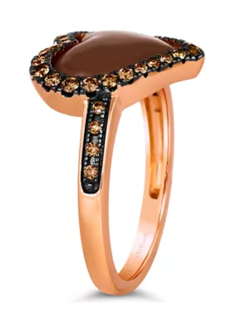 x Godiva 1/3 ct. t.w. Chocolate Diamonds® Enamel Heart Ring set in 14K Strawberry Gold® 