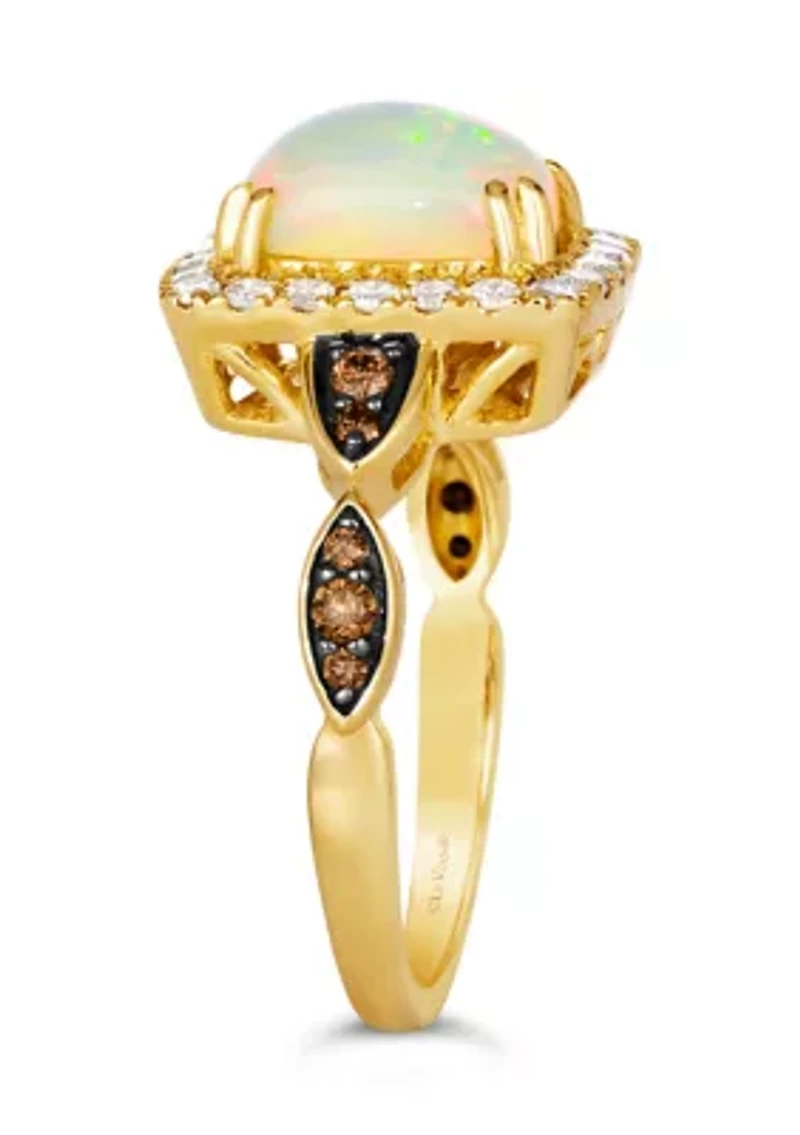 Ring featuring 1 ct. t.w. Neopolitan Opal®, 1/6 ct. t.w. Chocolate Diamonds®, 3/8 ct. t.w. Nude Diamonds™ set in 14K Honey Gold™
