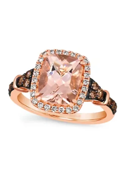 2.25 ct. t.w. Peach Morganite™, 1/4 ct. t.w. Chocolate Diamonds®, 1/5 ct. t.w. Nude Diamonds™ Ring in 14K Strawberry Gold®