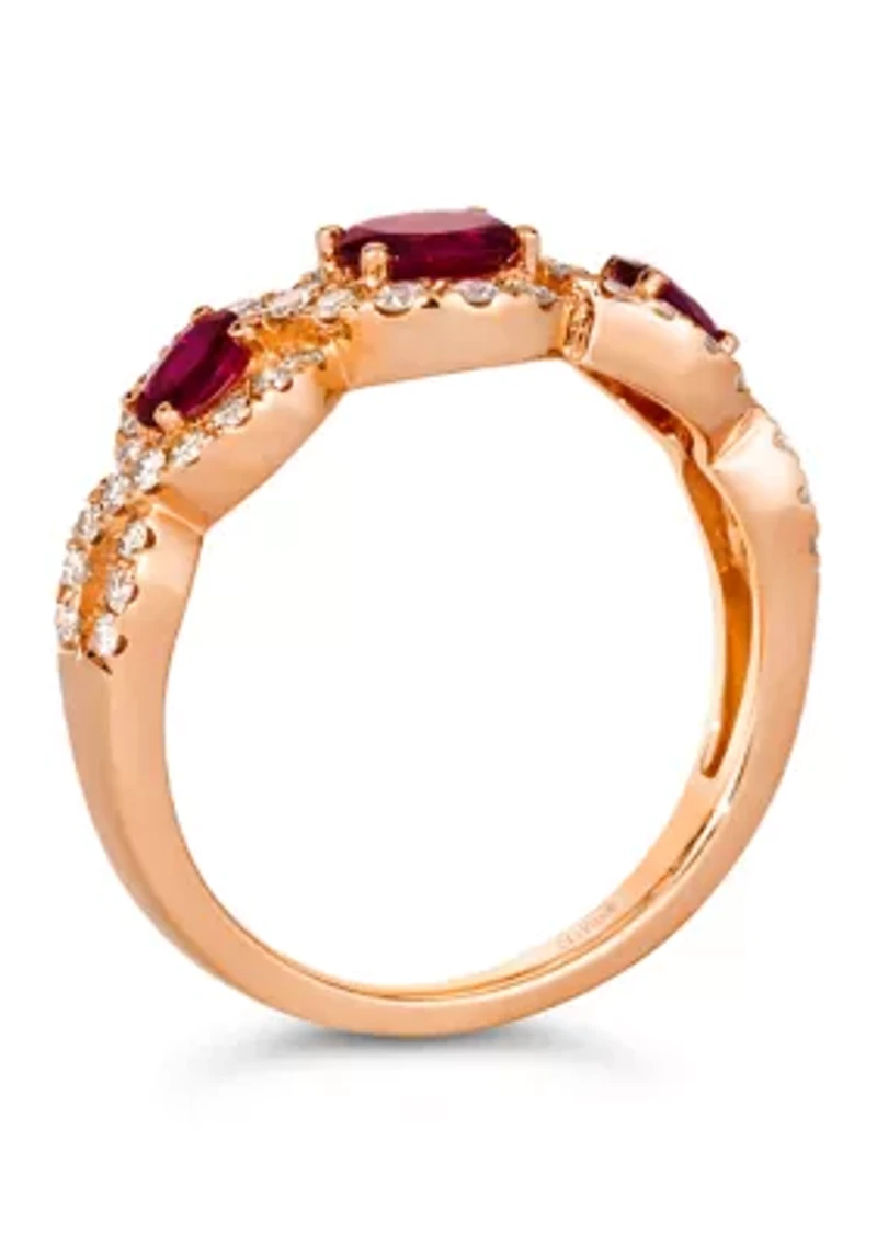 Ring featuring 3/4 cts. Passion Ruby®, 3/8 cts. Nude Diamonds™ set in 14K Strawberry Gold®